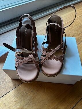 Scalloped Strap Pink Women’s Sandals